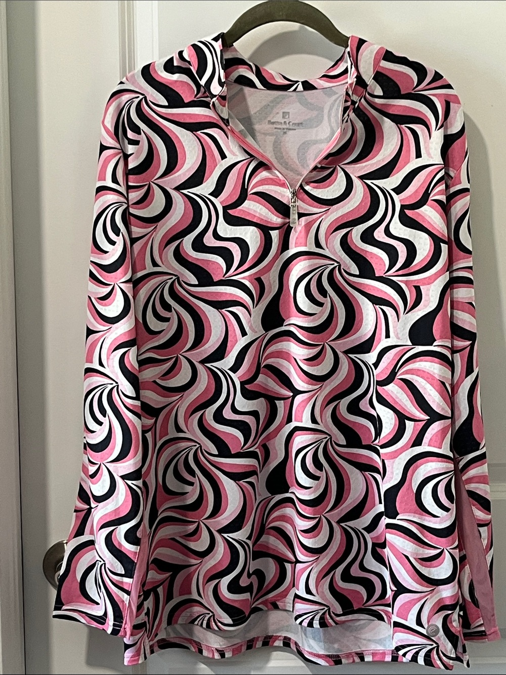 Bette & Court Pink, Black & White Swirl Popover- XL
